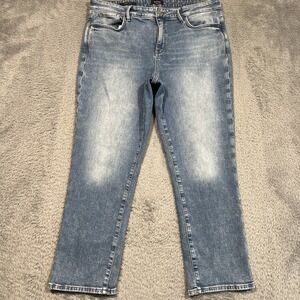 NYDJ Cropped Jeans Women's 14 36x26 Blue Sheri Slim Light Wash Denim LiftXTuck